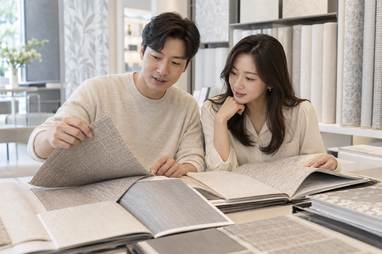 도배 시공 도구와 자재